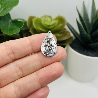50 Pcs Silver Mushroom Pendant Charms Image 1