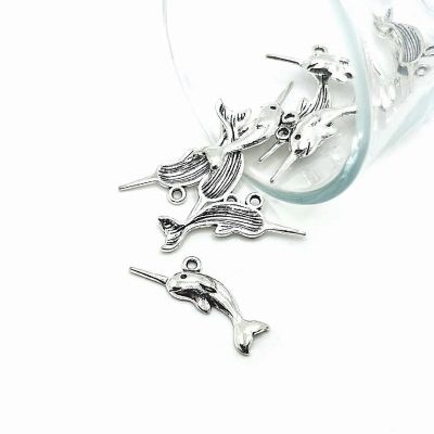 50 Pcs Silver Narwhal Charms Image 1