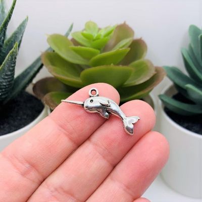 50 Pcs Silver Narwhal Charms Image 1