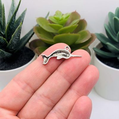 50 Pcs Silver Narwhal Charms Image 2