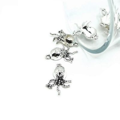50 Pcs Silver Octopus Charms Image 1