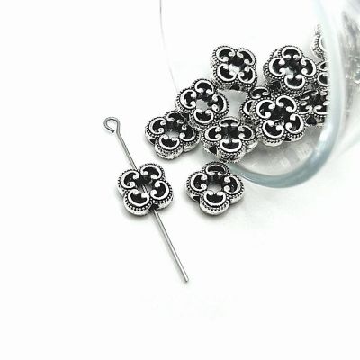 50 Pcs Silver Open Flower Spacer Beads Image 1