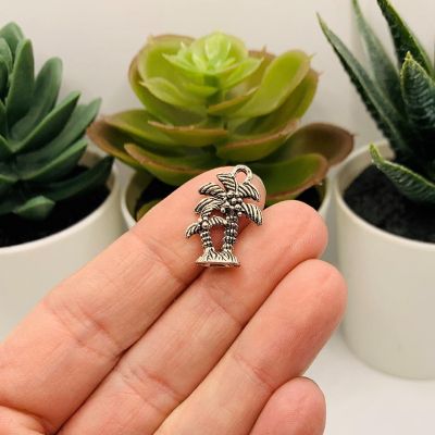 50 Pcs Silver Palm Tree Charms Image 1