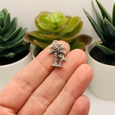 50 Pcs Silver Palm Tree Charms Image 2