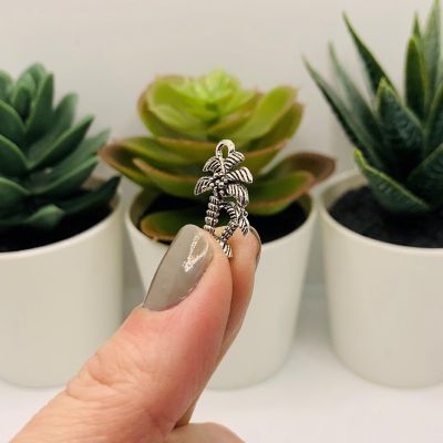 50 Pcs Silver Palm Tree Charms Image 3