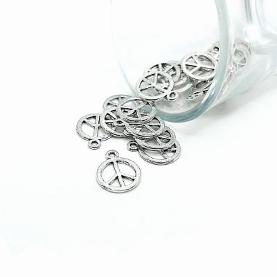 50 Pcs Silver Peace Hippie Charms Image 1