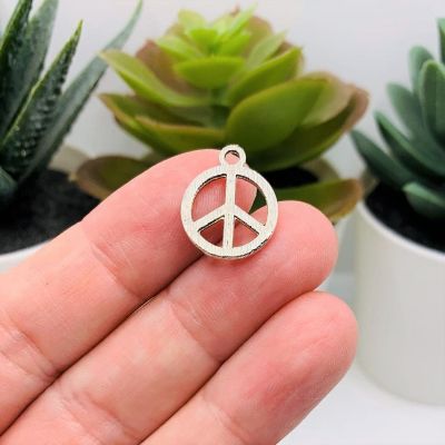 50 Pcs Silver Peace Hippie Charms Image 2