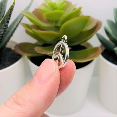 50 Pcs Silver Peace Hippie Charms Image 3