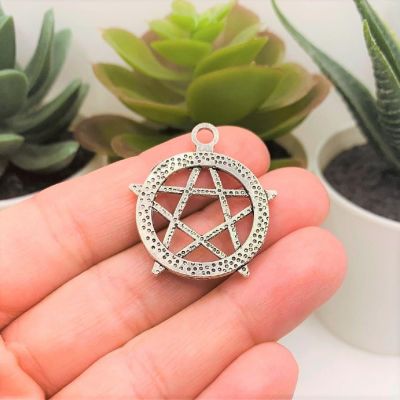 50 Pcs Silver Pentacle Witch Charms Image 2