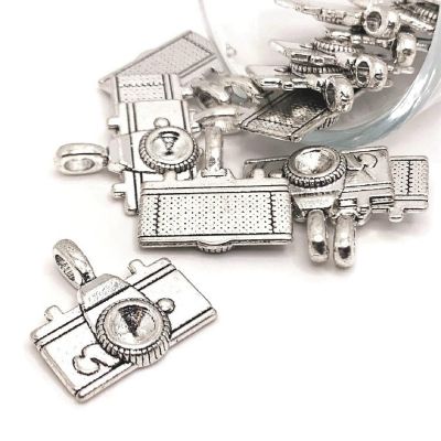 50 Pcs Silver Photographer Camera Charms Image 1