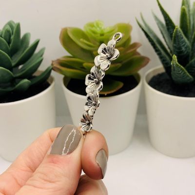 50 Pcs Silver Plum Blossom Charms Image 3
