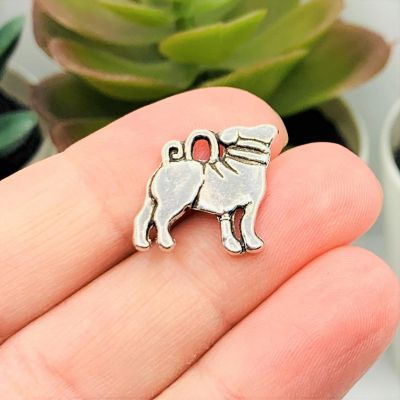 50 Pcs Silver Pug Dog Charms Image 2