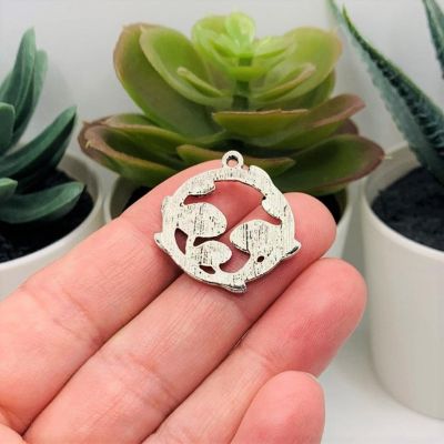 50 Pcs Silver Round Mushroom Charms Image 2