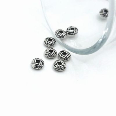 50 Pcs Silver Round Woven Spacer Beads Image 1