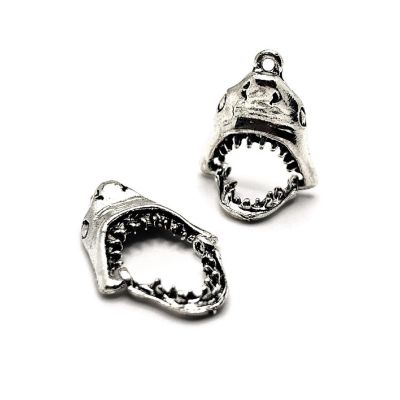 50 Pcs Silver Shark Moveable Jaw Charms Image 1