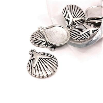 50 Pcs Silver Shell and Starfish Charms Image 1