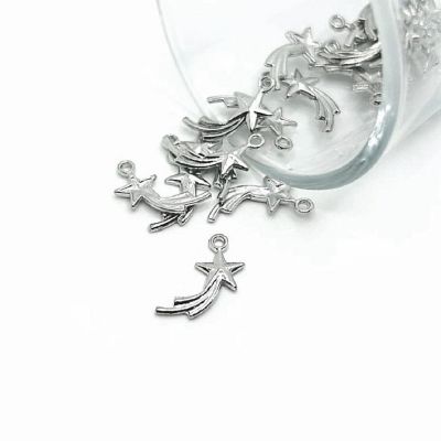 50 Pcs Silver Shooting Star Charms Image 1