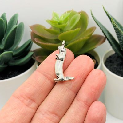 50 Pcs Silver Standing Otter 3D Charms Image 1