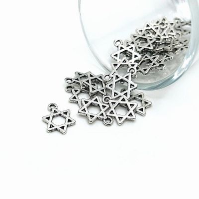50 Pcs Silver Star of David Charms Image 1