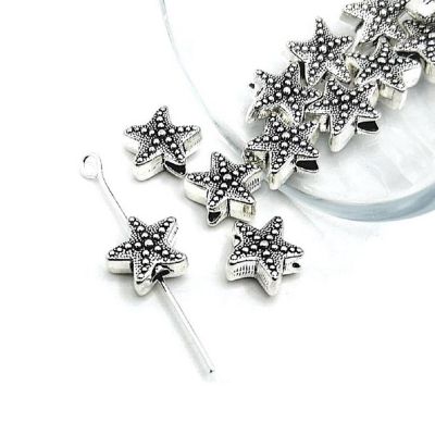 50 Pcs Silver Starfish Spacer Beads Image 1