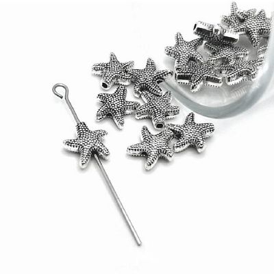 50 Pcs Silver Starfish Spacer Beads Image 1