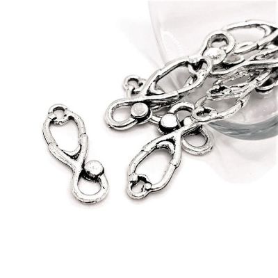 50 Pcs Silver Stethoscope Doctor Charms Image 1