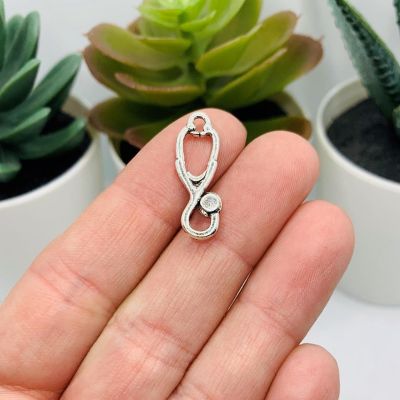 50 Pcs Silver Stethoscope Doctor Charms Image 2