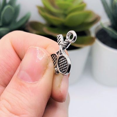 50 Pcs Silver Tennis Racket Charms Image 3
