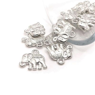 50 Pcs Silver Tibetan Elephant Charms Image 1