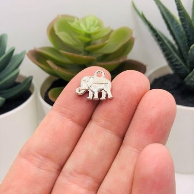 50 Pcs Silver Tibetan Elephant Charms Image 1