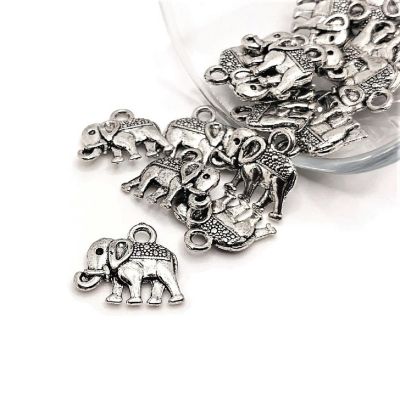 50 Pcs Silver Tibetan Elephant Charms Image 1