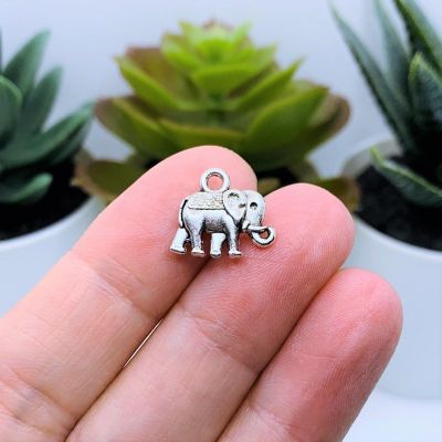 50 Pcs Silver Tibetan Elephant Charms Image 1