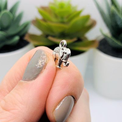 50 Pcs Silver Tibetan Elephant Charms Image 3