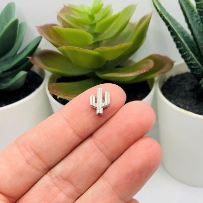 50 Pcs Silver Tiny Saguaro Spacer Beads Image 1