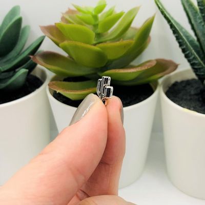 50 Pcs Silver Tiny Saguaro Spacer Beads Image 3