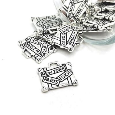 50 Pcs Silver Travel Suitcase Charms Image 1