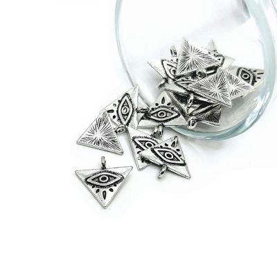 50 Pcs Silver Triangle Evil Eye Charms Image 1