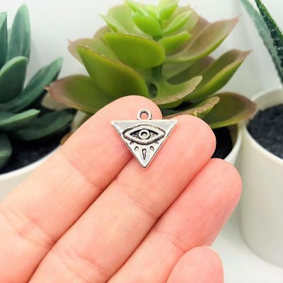 50 Pcs Silver Triangle Evil Eye Charms Image 1