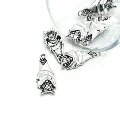 50 Pcs Silver Upside Down Bat Charms Image 1