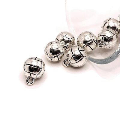 50 Pcs Silver Volleyball Charms Image 1