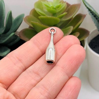 50 Pcs Silver Wine Bottle 3D Charms Image 2