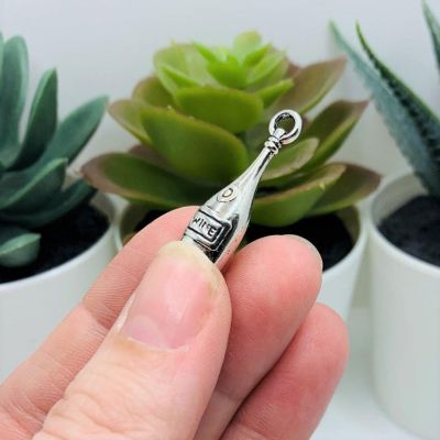 50 Pcs Silver Wine Bottle 3D Charms Image 3