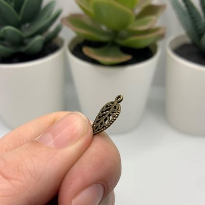 50 Pcs Small Scrolled Bronze Leaf Charms Image 3