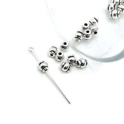 50 Pcs Small Silver Barrel Spacer Beads Image 1