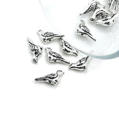 50 Pcs Small Silver Bird Spacer Bead Image 1