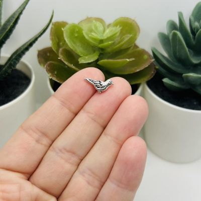 50 Pcs Small Silver Bird Spacer Bead Image 1
