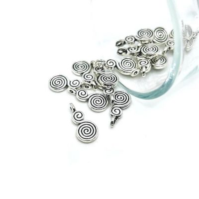 50 Pcs Small Silver Double Spiral Charms Image 1