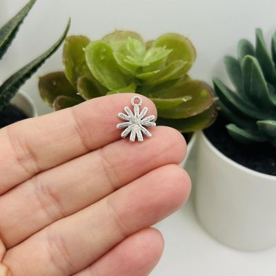 50 Pcs Small Silver Flower Charms Image 2