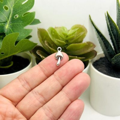 50 Pcs Small Silver Mushroom Charms Image 1