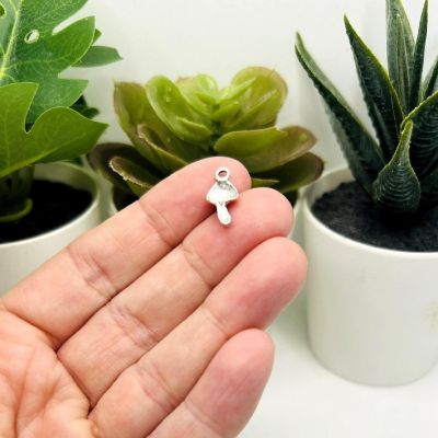 50 Pcs Small Silver Mushroom Charms Image 2